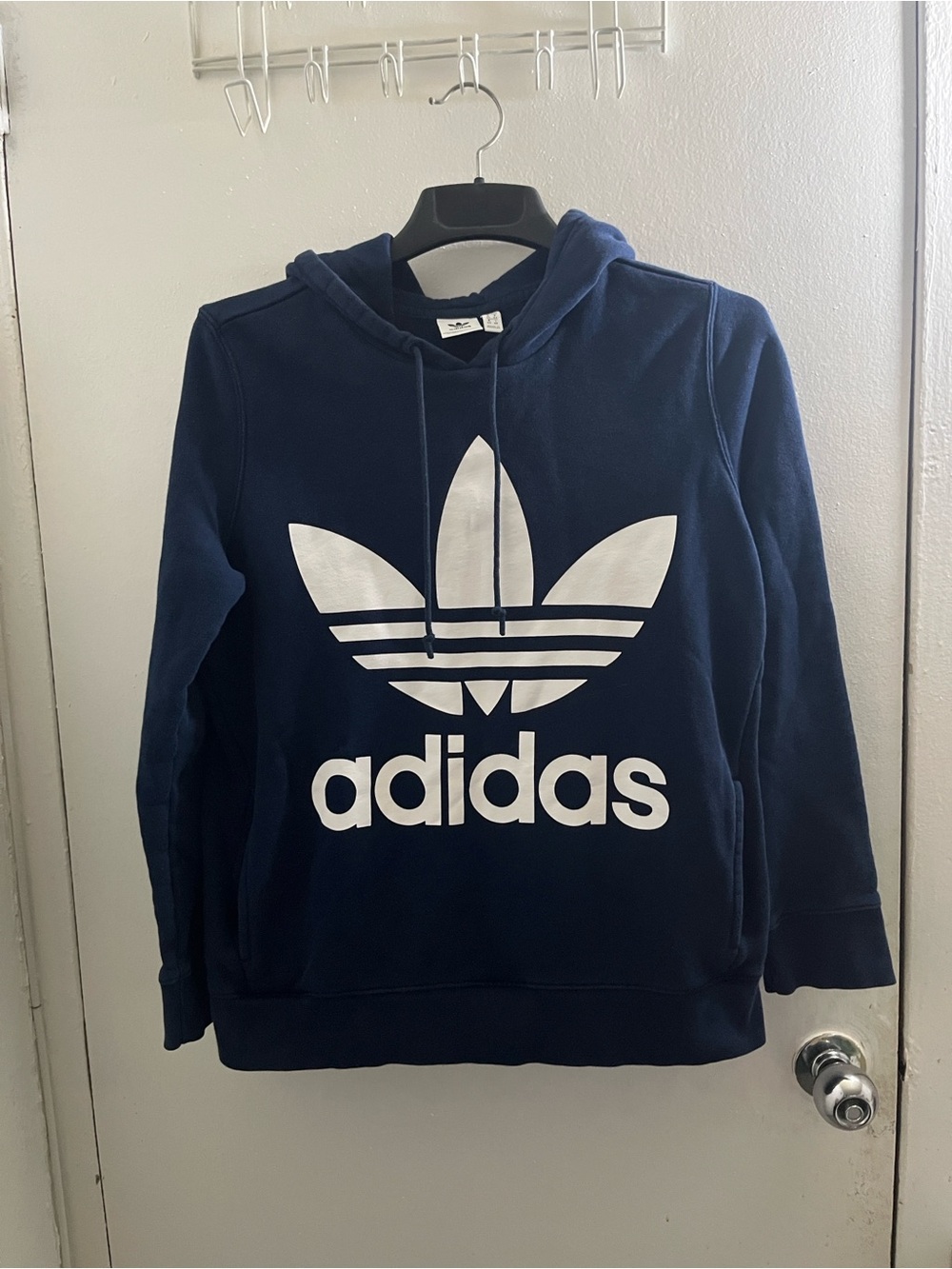 adidas Navy Zip-Up Sweater with White Trefoil